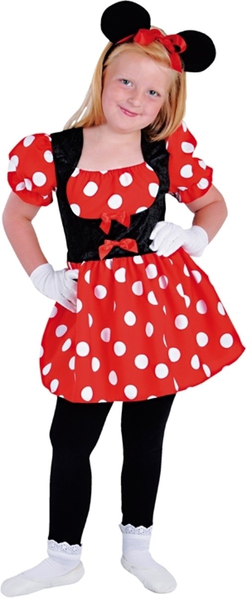 Mickey & Minnie Mouse Kostuum | Klein Ondeugend Tekenfilm Muisje Minnie | Meisje | Maat 104 | Carnaval kostuum | Verkleedkleding